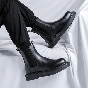Bottes <span class=keywords><strong>Chelsea</strong></span> à jambe noire pour homme, style britannique, mi-haut, nouvelle belle moto - Product Image 1