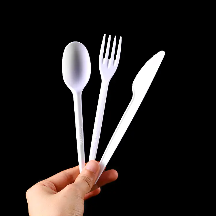 Coltello pesante confezionato singolarmente forchetta cucchiaio Pla utensili confezioni posate biodegradabili Pla