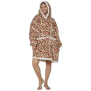 नमूना उपलब्ध Hooded कंबल सुपर नरम आलसी Hooded पजामा डबल परत आलसी स्वेटर