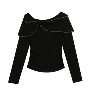 <span class=keywords><strong>Camiseta</strong></span> caliente para <span class=keywords><strong>mujer</strong></span> Heavy Craft Bead <span class=keywords><strong>manga</strong></span> larga moda elegante grueso, tela lijada Base térmica pequeña camisa para <span class=keywords><strong>mujer</strong></span> - Product Image 5