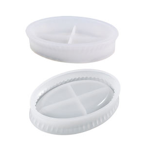 Contour elliptique 3D <span class=keywords><strong>plaque</strong></span> de bordure rayée élaborée moule en Silicone graphique pour bricolage bassin en résine succulent bonsaï Vase pot - Product Image 4