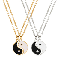 Yin Yang — collier pendentif en émail chinois, 2 pièces/paire, bijoux de Couple, amitié, vente en gros