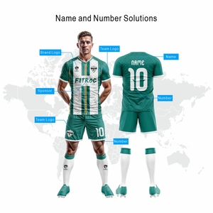 Ensemble d'uniformes de football professionnels personnalisés sublimés respirants verts et blancs Maillot de foot - Product Image 5