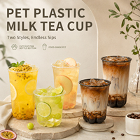 LOKYO Vente en gros de gobelets en plastique PET en forme de patte de chat, 260 ml, 500 ml, 700 ml, gobelets jetables pour bubble tea, café glacé
