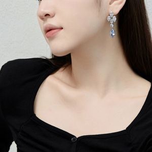 Dylam Luxurious Design 925 Sterling Silver Non Tarnish Rhodium Plated Women <b>Fine</b> Jewelry Dangle 5A Zirconia <b>Stud</b> <b>Earrings</b> - Product Image 6
