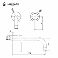 Robinet d'eau chaude et froide à deux trous pour lavabo de salle de bain, mitigeur mural pour marque d'eau de bassin