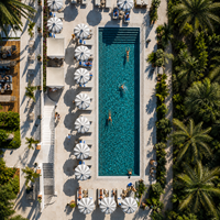 Spa jacuzzi modulaire en fibre de verre de grande taille, sur mesure, pour hôtel, avec parasol, pour piscine de luxe et de loisirs.