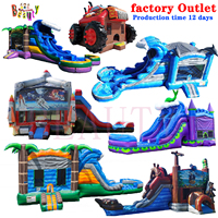Château Gonflable Commercial en PVC Blanc Personnalisable pour Adultes, Combo Extérieur avec Toboggan Aquatique pour Fêtes d'Enfants