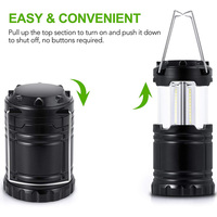 Lanterne de camping portable 3*COB LED, mini lanterne suspendue pour tente, 3W 200 lumens, lampe torche extérieure avec poignée, batterie non incluse