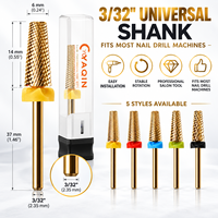 Fraise à ongles professionnelle en carbure de tungstène plaqué or 3/32 po à surface lisse pour le retrait de gel