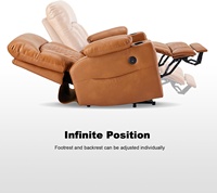 Direct usine Eiayeebil chaise inclinable en cuir marron clair Massage thermique à double moteur Ports USB Type C Ascenseur de position infinie