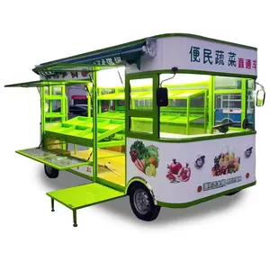 Los proveedores chinos utilizan remolques de comida rápida móviles comerciales para tiendas móviles de frutas y verduras eléctricas