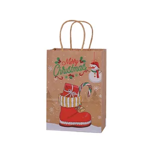 Sac en papier de Noël kraft 80gsm avec impression en gros et accepter la fabrication personnalisée