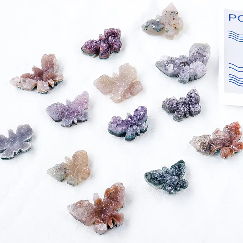 Wholesale Natural Reiki Gemstone Quartz Crystals Spirital Healing Stones Amethyst Cluster Butterfly