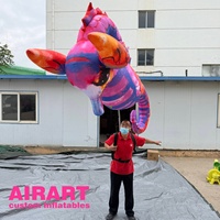Marionnette gonflable colorée en forme de hippocampe pour fête sur le thème de la mer, costume de dessin animé gonflable pour spectacle sur scène ou événement