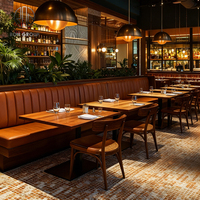 Muebles de Restaurante Modernos y Personalizados de Ron Group, Asientos de Cuero en Forma de Cabina, Juego de Mesa y Sillas Cuadradas de Madera
