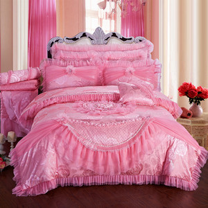 Đám cưới supplie cao cấp ren bộ đồ giường Jacquard vải nữ hoàng 100% hữu cơ bông tấm Bộ Comforter tấm ga trải giường sang trọng số lượng lớn các mặt hàng - Product Image 5