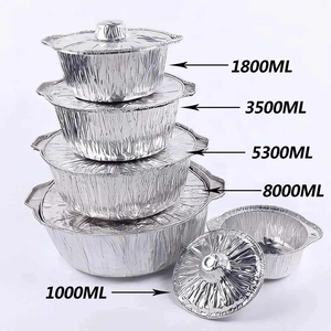 Ollas de cocina desechables de aluminio de gran capacidad para trabajo pesado con tapas, ollas de papel de aluminio, olla de papel de aluminio con tapa - Product Image 1