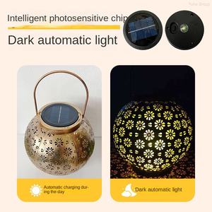 Lampe solaire LED d'extérieur en fer forgé, étanche, suspendue, rétro, décoration de jardin, terrasse, paysage, lumière nocturne, DC IP65 - Product Image 6