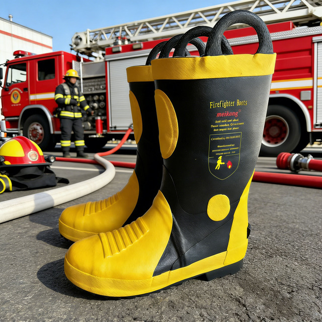 Fire Fighting Fireman Firefighter Rubber Boots EN CE15090 Fire Safety Shoes Steel Toe Steel Sole Factory Work All Seasons