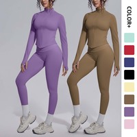 Vêtements de sport pour femmes, pantalons, leggings, veste zippée pour femmes, ensembles de yoga 2 pièces