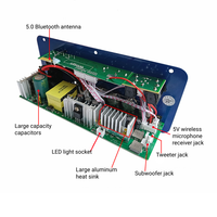 Amplificateur de voiture mono SZM D100 II en fer 100W AC110/240V DC12/24V avec écran, FM, USB, TF, double micro et télécommande pour subwoofer 5.0