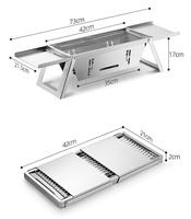 Gril portable en acier inoxydable Gril extérieur en carbone épaissi et pliable Petit poêle à brochettes pliable pour la maison