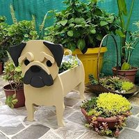 Planteur en forme de chien, Pot de fleurs, carlin, récipient pour l'intérieur et l'extérieur, décoration d'animaux, vente en gros,