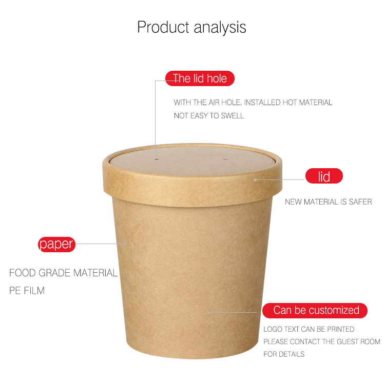 Biodegradable Packaging Disposable Soup Paper Cup Cardboard Takeaway Paper Food Bowl Cups And LidsPopular