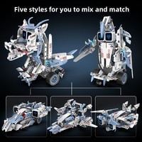 Robot dinosaure 5 en 1 STEM à construire par programmation, modèle DIY à assembler avec application et télécommande, briques mécaniques, projets et kits