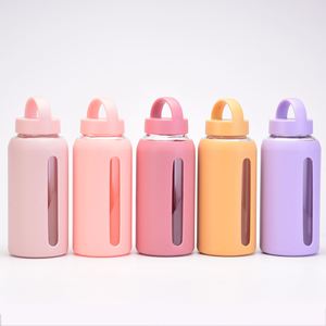 BPA Free 800ml Glass Water Bottle with Silicone Sleeve Eco-Friendly Reusable Drinking Beverage <b>Flask</b> for Sport Gym Outdoors - Product Image 5