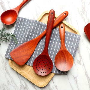 Wooden Spoon And Spatula Kit 5 Pieces Burmese Rosewood Non Stick For Cooking Stirring Serving - Product Image 1