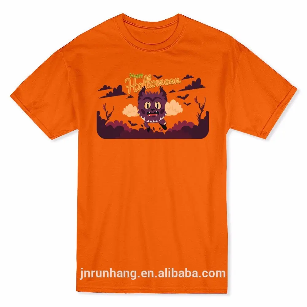 Jrt Merk Custom Screen Gedrukt Ring Gesponnen Katoen Unisex Halloween Logo T-shirts Met Logo