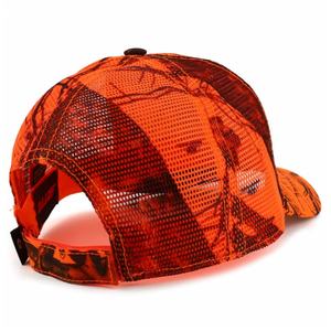 Fabricante OEM, gorras de camionero de camuflaje, gorra de malla de camionero con estampado de camuflaje estructurado para exteriores, gorra de camionero de camuflaje naranja - Product Image 3