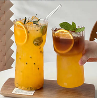 1 verre à boire en verre 530 ml, résistant à la chaleur, design moderne, pour étudiants, pour thé, jus, lait, café, vaisselle de mariage, avec bouchon mousqueton