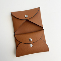 Dompet Kartu Kulit Vegan Lembut Mewah dengan Kancing Kustom, Tempat Kartu Identitas, Kantong untuk Wanita, Dompet Lipat Dua untuk Uang Tunai dan Koin, Tempat Kartu