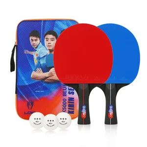 Loki OEM raket ping pong, untuk olahraga dalam ruangan luar ruangan kayu murni dengan tas tangan dan 3 bola