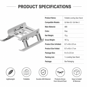 Soporte de aterrizaje plegable de ABS para drones <span class=keywords><strong>Mini</strong></span> 2/<span class=keywords><strong>Mini</strong></span> <span class=keywords><strong>SE</strong></span>, trípode de altura extendida, protector de patas, accesorio de soporte - Product Image 4