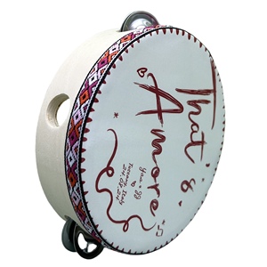 15 Cm 6 Inches Professional <strong>Musical</strong> Instruments Handheld Educational Wood Body Printing Rhythm Drum Bells For Wedding Church