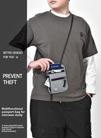 Dompet Leher untuk Wanita Pria, Anti RFID, Tempat Paspor, Kantong Leher Tersembunyi Tipis Ringan untuk Perjalanan dengan Tali yang Dapat Disesuaikan