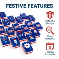 En stock – Ensemble de mahjong américain premium en acrylique à 3 couches, tuiles bleu marine, drapeau et aigle gravés, 166 pièces – Jeu de société professionnel