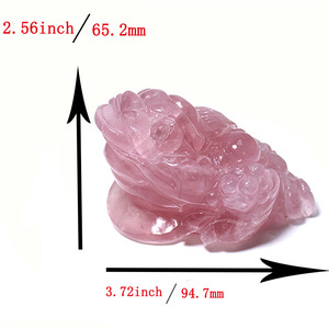 손 새겨진 풍수 항목 자연 장미 석영 크리스탈 두꺼비 장식 - Product Image 4