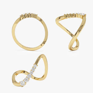 Anillo de Diamantes de Diseño Trenzado de 14K, Oro Sólido, Diamantes Naturales de 0.33CT, Certificado, Chapado en Rodio, Unisex, de Lujo - Product Image 4