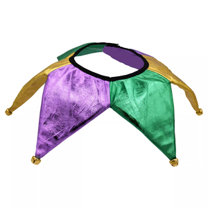 Adulte Mardi Gras Bouffon Clown <span class=keywords><strong>Arlequin</strong></span> Ensemble Chapeau Col Couvre-chaussures Jingle Bells Accessoire Kit Avec Violet Vert Jaune Couleurs - Product Image 5