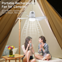 Ventilateur de plafond rechargeable extérieur portable avec lumière opération facile télécommande moteur à courant continu alimenté par batterie pour tente Camping