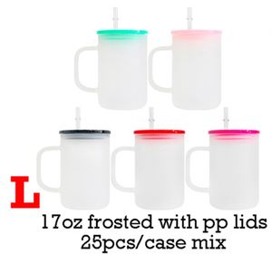 แก้วกาแฟแบบมีหูจับ ขนาด 17 ออนซ์  แบบใสขุ่น  ลายมาการอง  สำหรับงานพิมพ์ซับลิเมชั่น  วัสดุไวนิล UV DTF - Product Image 3