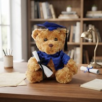 Ours en peluche personnalisé en coton PP rembourré de polyester avec chapeau et toge bleus pour la remise des diplômes