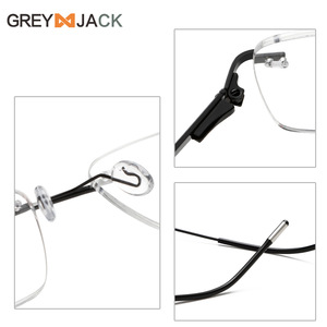 Lunettes optiques pour hommes Grey Jack sans monture, monture en métal rétro, verres en PC, taille moyenne, lunettes non correctrices - Product Image 1