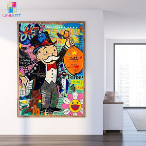 UNIART Graffiti uang jalan seni kanvas cetak Pop dinding seni ruang tamu Poster <span class=keywords><strong>Banksy</strong></span> Kartun Modern kanvas lukisan cetak dibingkai - Product Image 5