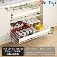 WELLTOP Promotion Panier de rangement coulissant réglable pour armoire de cuisine, largeur extensible, support de rangement pour condiments, organisateur de garde-manger